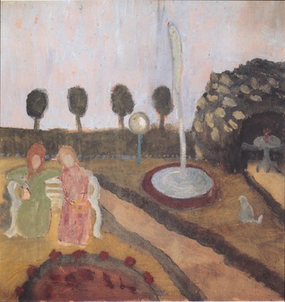 Two Women in the Garden with Fountain by Paula Modersohn Becker